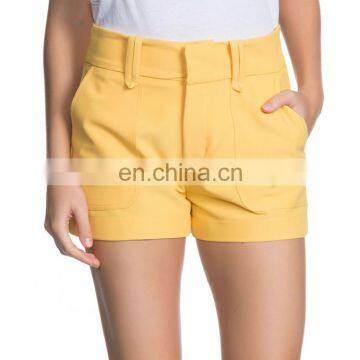 Latest Summer Fashion Clothes Yellow Viscose Blend Short Pants For Women