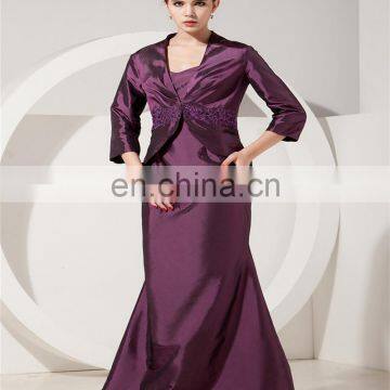 Real Sample Dark Purple Spaghetti Strap Sleeveless Evening Gowns Floor Length Mother Of The Bride Dress With Jacket photo-3