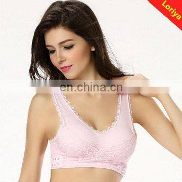 Good quality promotional yoga sports lace trim genie bra