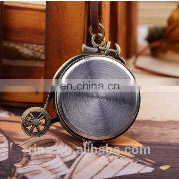 Vintage Eiffel Tower Logo Bronze Pocket Watch With Leather Chain photo-5