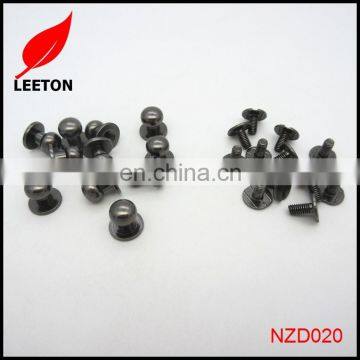 7mm black brass screw button rivet , brass screw button stud