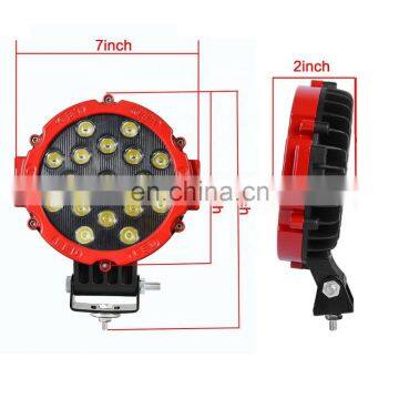 7Inch LED Work Light Bar Pods Red Round Driving Fog Headlight for Jeep Truck ATV SUV Pickup Off Road