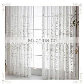 Luxury European Style White Embroidery Sheer Fabric Window Curtain