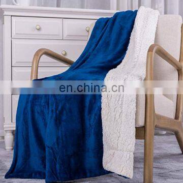 100% Polyester Sherpa Flannel Blanket Two Sides Brushed Cozy Fleece Throw photo-2