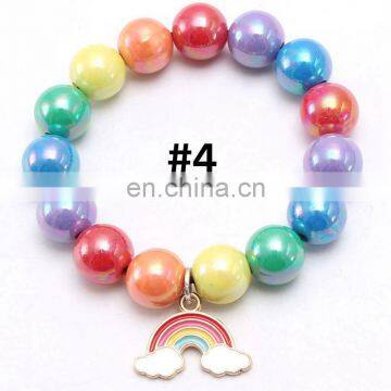 Children Rainbow Bracelet Girl Unicorn Mermaid Colorful Bracelet With Alloy Pendants 28Colors photo-6