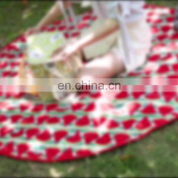 Round Shape Custom Picnic Blanket Waterproof Customized Watermelon Printed Outdoor Mat