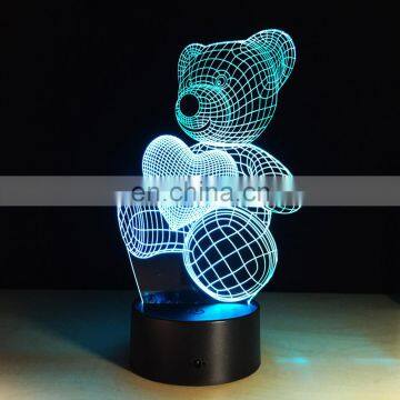 Bear 3d Optical Illusion Acrylic Night Light With Energy-saving