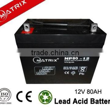 High capacity solar power 12v 80ah 10hr battery