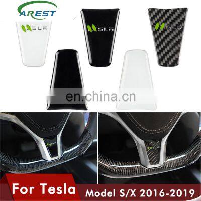 Carest ModelS ModelX Car Steering Wheel Cover Sticker For Tesla Model S Carbon Fibre Accessories Model X S Accessories 2020