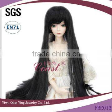 long wholeslae straight black small doll wig