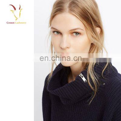 Oversized Turtleneck Pullover Cashmere With Side Zipper for Lady photo-4