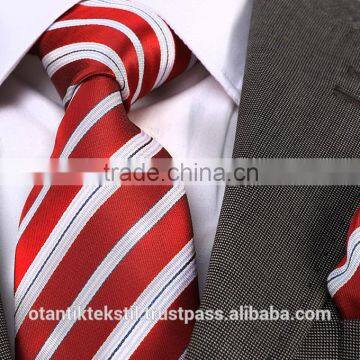 Red Striped, Necktie set, pocket square and cufflink set neck tie, corbata, gravate, krawatte, cravatta, fashion tie