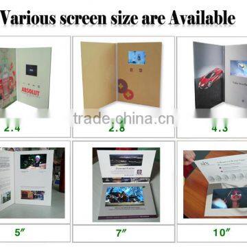 2015 Factory supply Top quality Customized advertising Promotional 2.4"2.8" 3.5" 4.3" 5" 7" 10.1" video greeting card