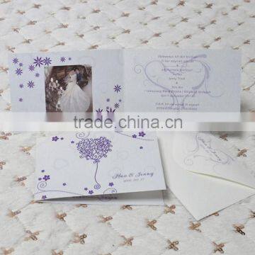 Cheap Custom Factory Price Elegant Purple Wedding Card