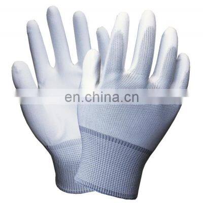 13 Gauge White Nylon PU Dipped ESD Anti Static Work Glove