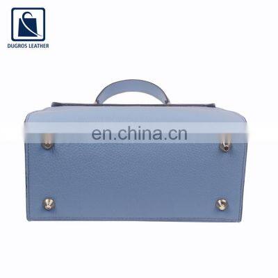 Nickel Fittings Polyester Lining Material With Matching Stitching Zip Closure Women Genuine Leather Handbag