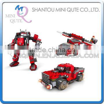 Mini Qute DIY boy 3 in 1 change robot super hero cars action figure plastic building block brick models educational toy NO.25620