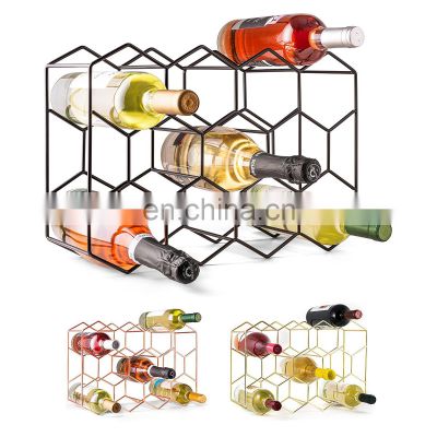 Countertop Wine Rack - 14 Bottle Freestanding Modern Black Metal Small Wine Rack - 3 Tier Tabletop Wine Holder Stand