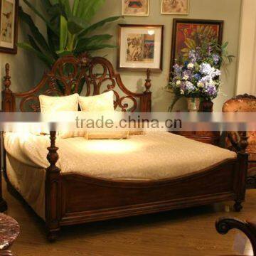 Romantic Princess Style Girls Double Solid Wood Bed Bedroom Furniture photo-4