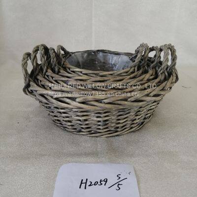 Decorative Wicker Hand-Woven Fabric Gardening Storage Basket with Handles