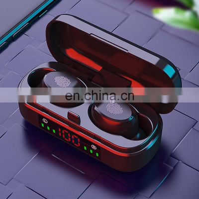 TWS BT V5.0 Wireless Noise Canceling Earphones Stereo Sport Waterproof Earbuds with LCD Display Power Charging Box