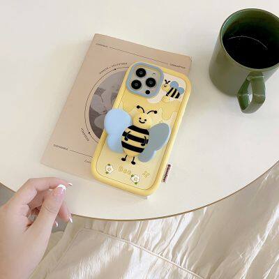 Cartoon stereoscopic 3D Bee Stand silicone phone case for mobile phone 15PRO MAX 14 13 12pro