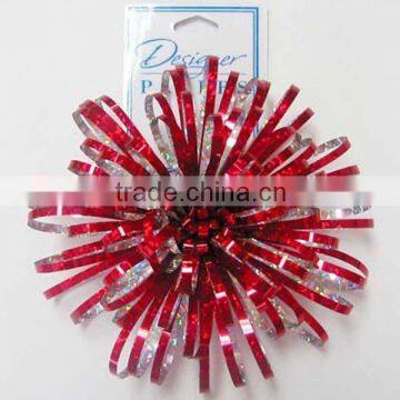 Fancy Pompom Bows For Party Decoration/ Plastic Flower Ribbon Bow for Christmas