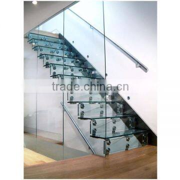 N117 Wholesale China Cheap Glass Stairs Price, Safety Custom Cantilever Glass Staircase, High Quality Straight Glass Stairs