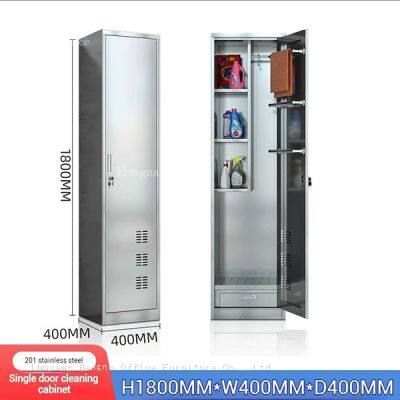 High-Quality Stainless Steel Cleaning Cabinet With Secure Locks and Adjustable Hooks for Schools, Hospitals, and Offices photo-3