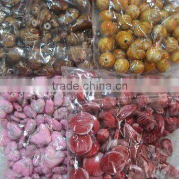 PLASTIC BEADS IMITATION CERAMIC STYLE PLASTIC BEADS, ASSORTED SHAPE/SIZE