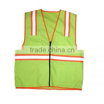 BS-FGY015 Best selling Reflective safety vest clothing v neck ,zipper