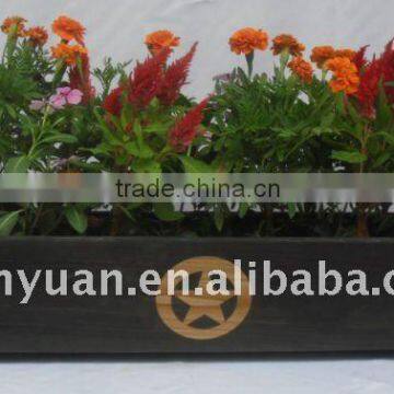 Rectangular wood flower planter