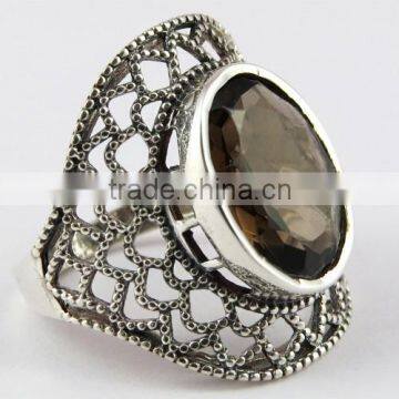 Genuine Smoky Quartz Ring, Gemstone Silver Jewelry, Online Silver Jewelry