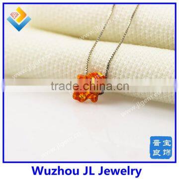 2015 New Arrived Synthetic Orange Opal Hand Opal Pendant S925 Silver Chain Necklace With Wholesale Price photo-4