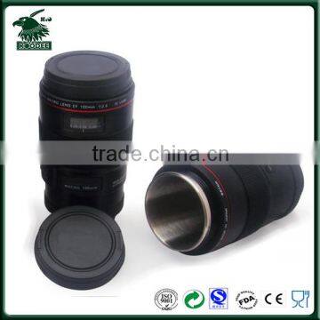 2014 double wall stainless steel mug lens, camera lens mug for coffee or tea