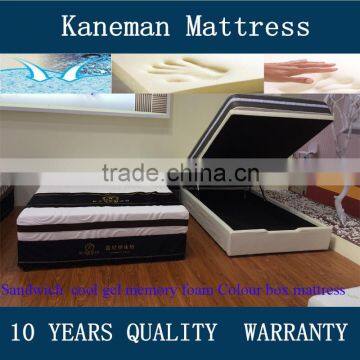 Sandwich cool gel memory foam colour box mattress