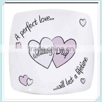 8 Inch Square Ceramic Wedding Plate