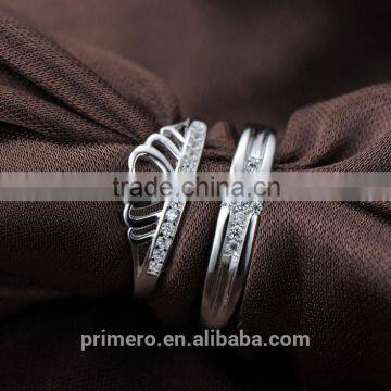 S925 Sterling Silver Couple Ring for Lovers Crown Cross Zircon Engagement Rings photo-3