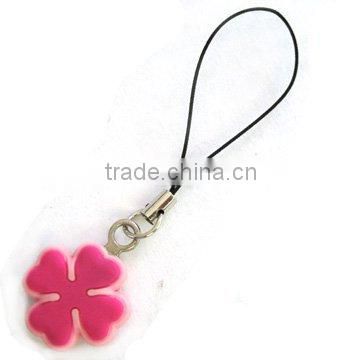 2014 promotion four leaf clover popular pvc phone straps red