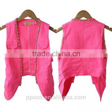 China Factory OEM Custom European Sleeveless Multi-colors Woven Womens Jackets Coats Lady Waistcoat photo-2