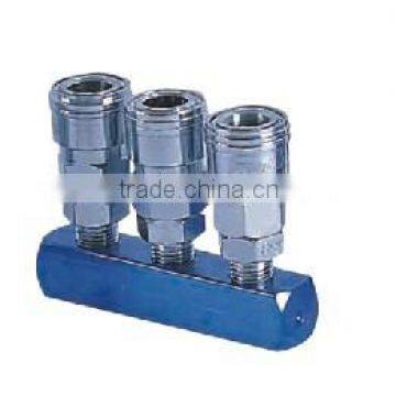 3 way Manifold with Nitto/Japan pneumatic air release quick coupler,two touch coupling