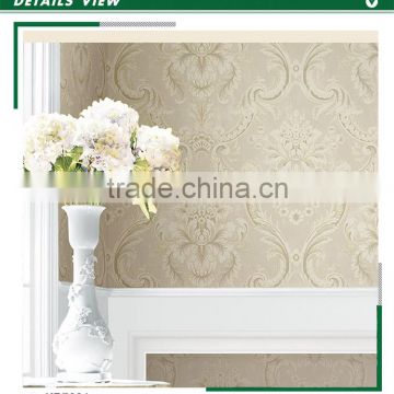 stock golden edge non woven wallpaper, classic damask wall paper for living room , strippable wall sticker warehouse