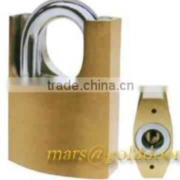 Half Armoured Shackle Arc-type Brass Padlock with Sheet-Cylinder Keys