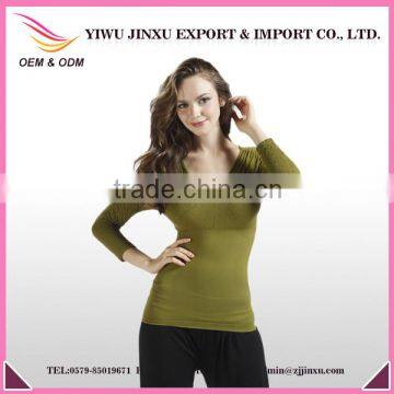 wholesale women seamless long sleeve jacquard t shirt