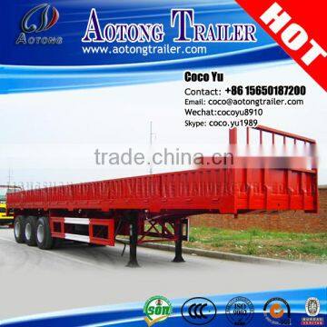 Tri-axle flatbed container 40ft semi trailers with side wall for bulk grain transportation