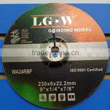 H545 230mm black Resin deoressed center grinding wheel for inox/metal from China factory