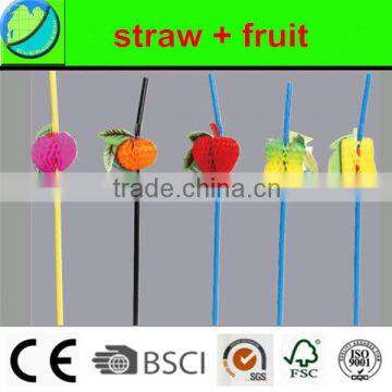 flexible,bendy plastic PP drinking fruit straw assorted colors