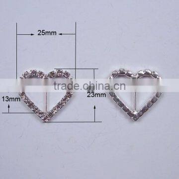 (M0222) 13mm inner bar heart rhinestone buckle