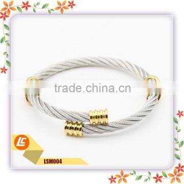 Fashion Jewelry Men Stainless Steel Twisted Wire Charm Bracelet photo-5