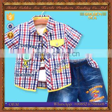 fashion cartoon printing short sleeve childrens clothing sets